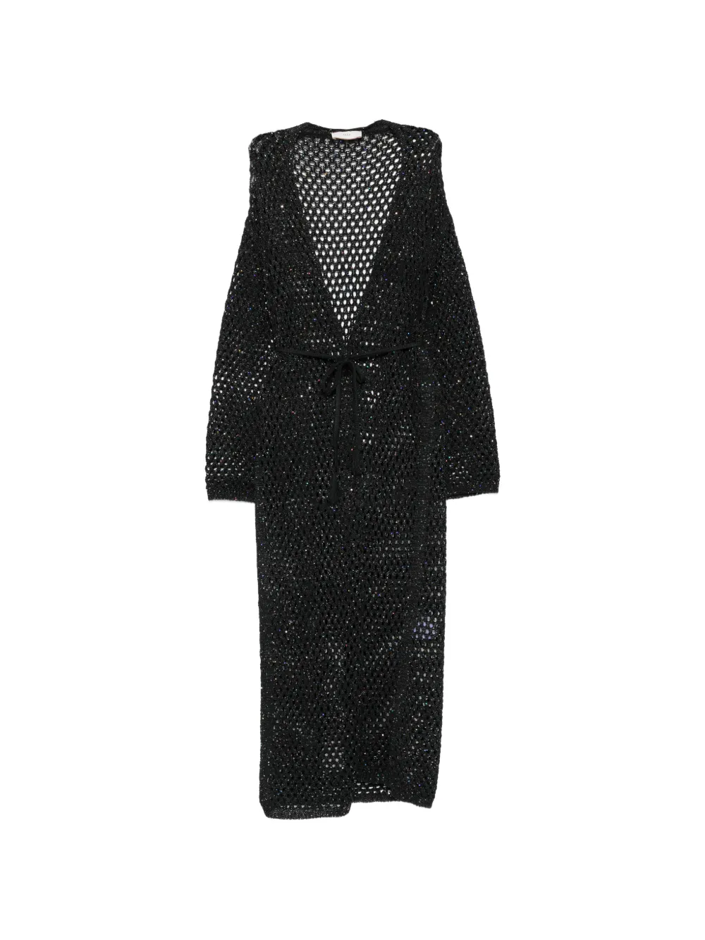 Akep sequin-embellished open-knit cardigan - Black