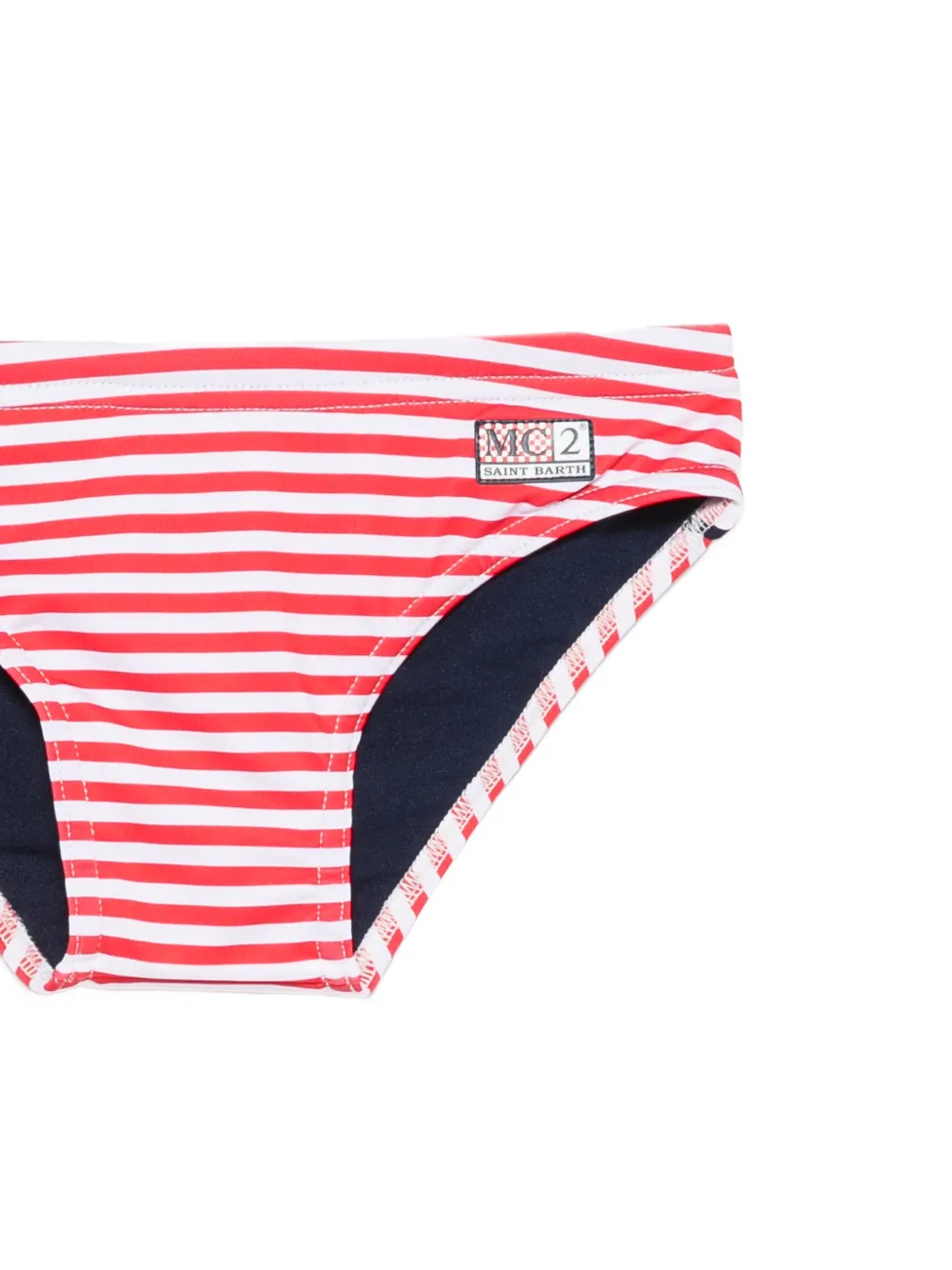 MC2 Saint Barth Kids Billy gestreepte zwembroek met logopatch Rood