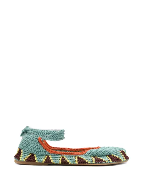 KASHURA crochet ankle-tie ballet flats