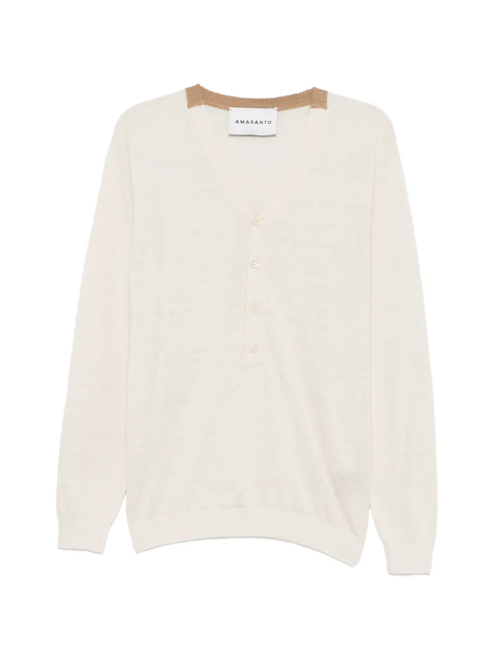 AMARANTO button-fastening V-neck T-shirt - Toni neutri