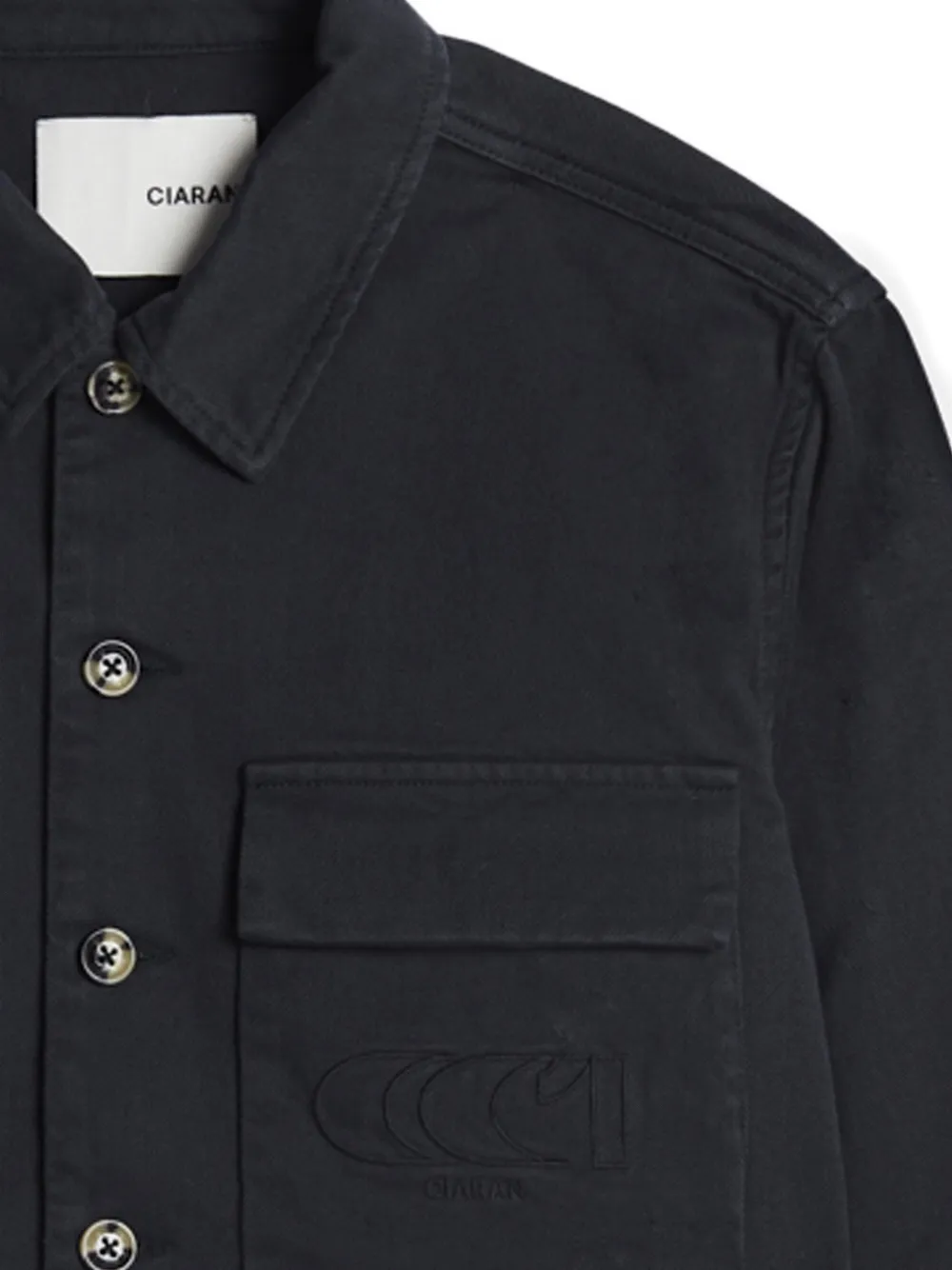 CIARAN Katoenen shirtjack met CC1-borduurwerk Zwart