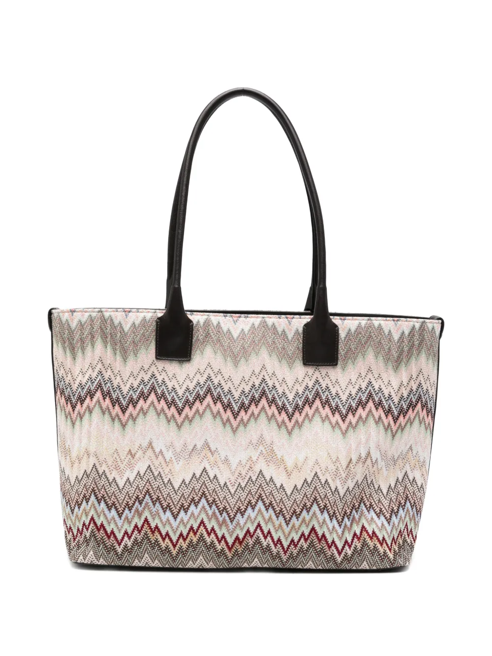 Missoni zigzag-pattern leather-trim tote bag - Toni neutri