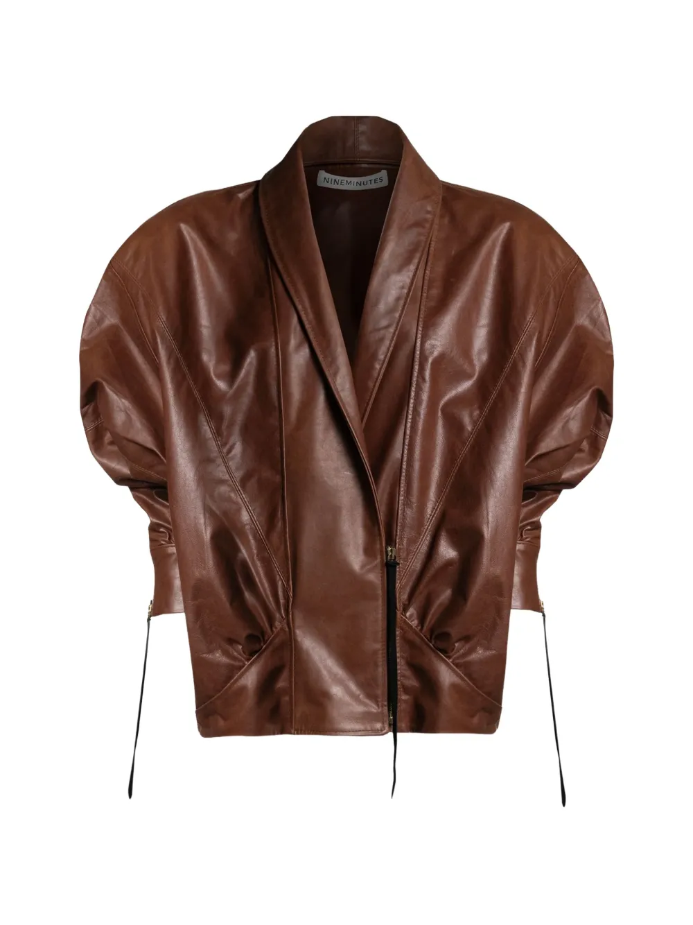 Nineminutes The Virgo leather cropped jacket - Braun