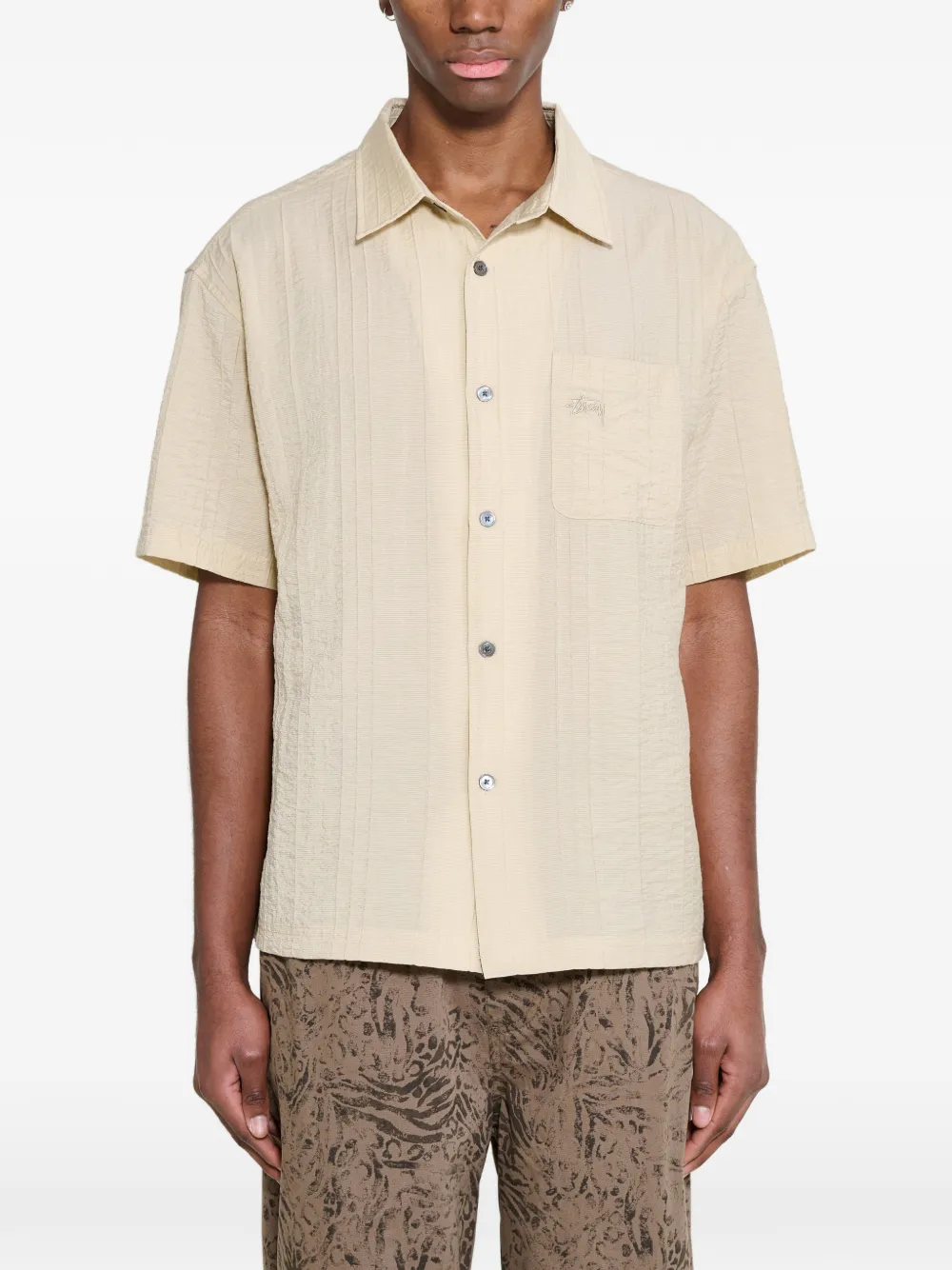 Stüssy pleated textured shirt - Nude