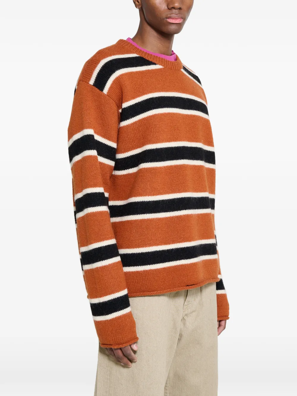  Stüssy Pull à Rayures - Orange 