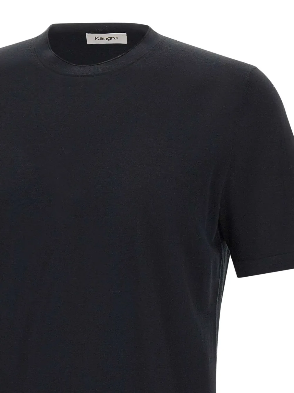 Kangra Katoenen T-shirt met ronde hals Zwart