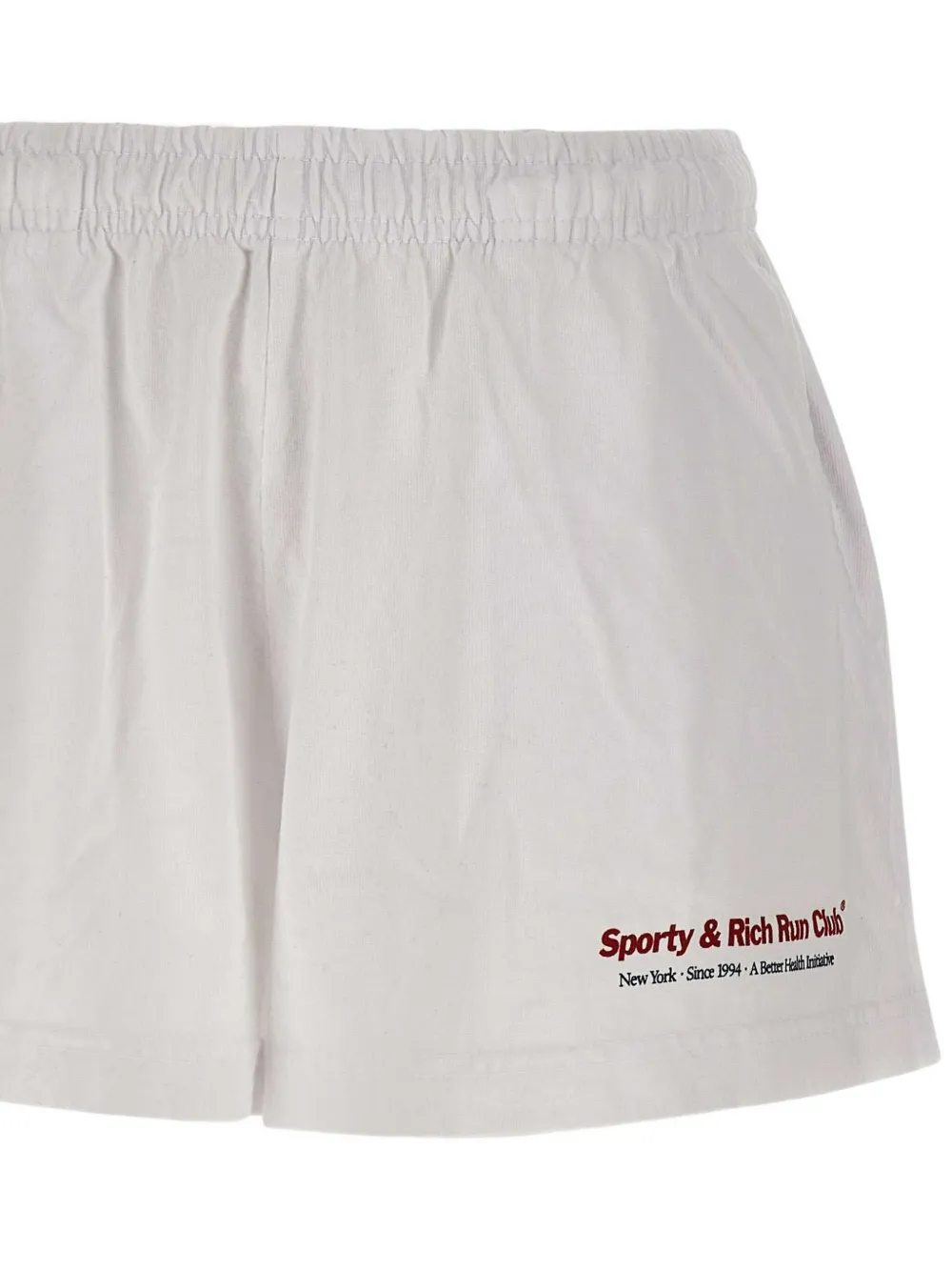 Sporty & Rich Run Club Disco shorts met logoprint Wit