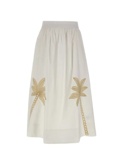 kaos palm-tree embroidered flared skirt