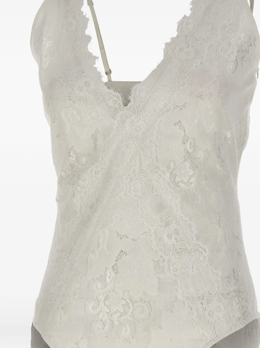 HERSKIND Johannes body met afwerking van kant Beige