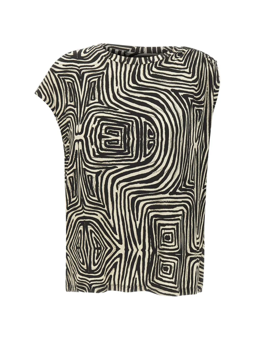 ELENA MIRO` abstract-pattern gathered T-shirt - Toni neutri