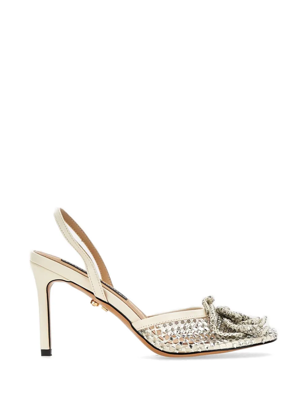 Twenty Four Haitch Benirras Rhinestone-embellished Mesh Pumps In Neutral
