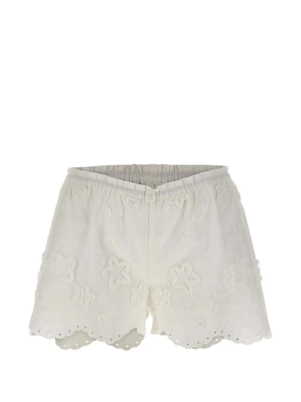 The Garment "Fleur" embroidered scalloped shorts - Bianco