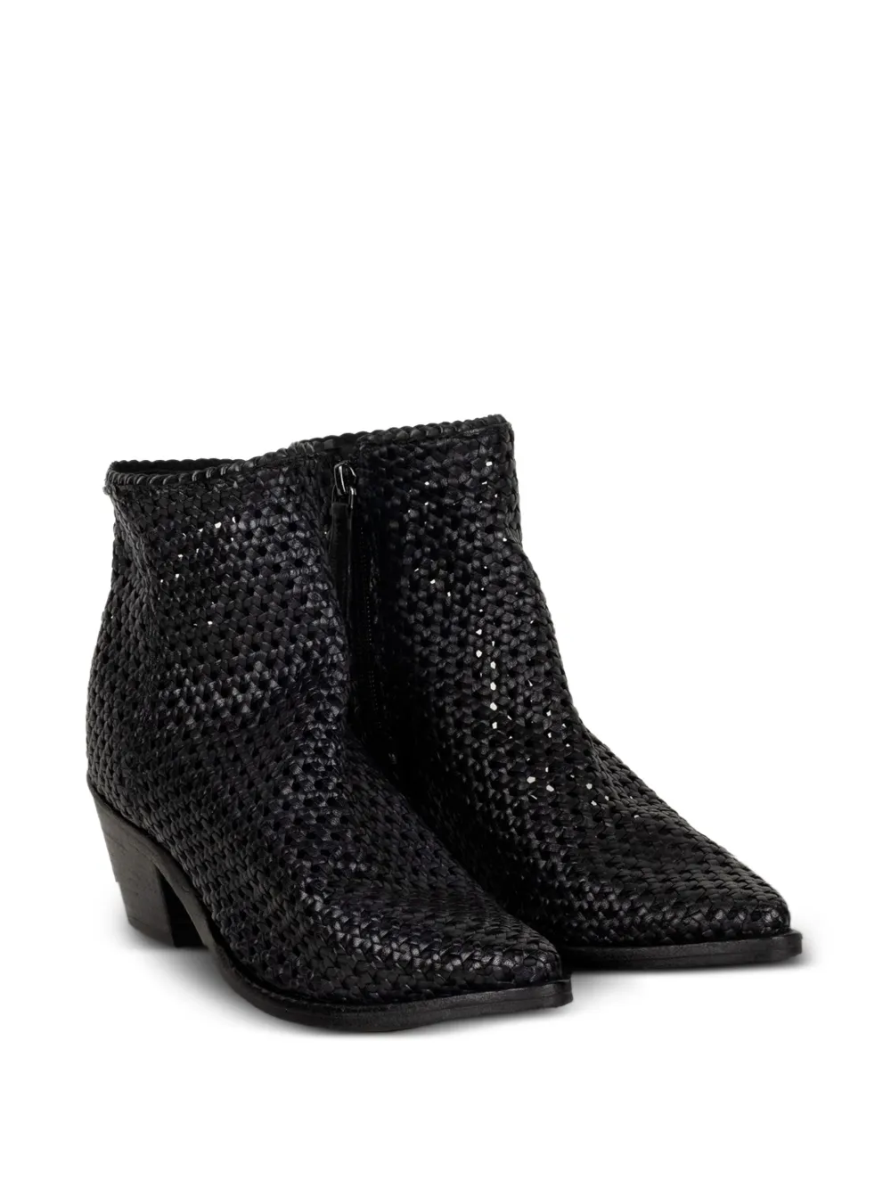 Zolfo interwoven leather ankle boots Zwart