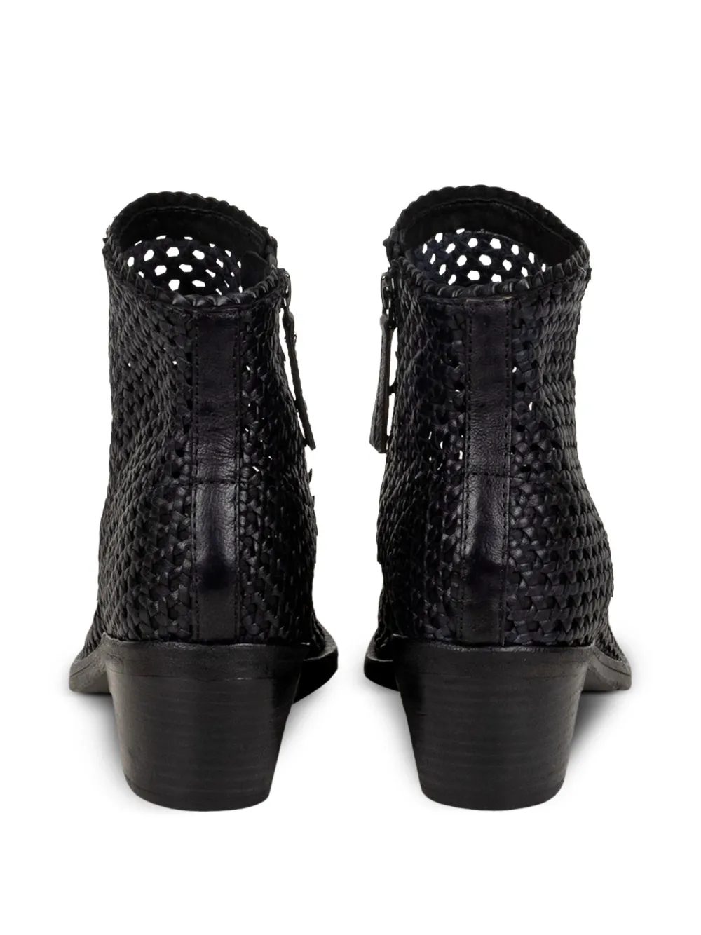Zolfo interwoven leather ankle boots Zwart