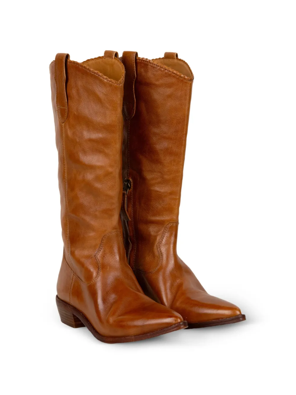 Zolfo Leren cowboylaarzen met puntige neus Bruin