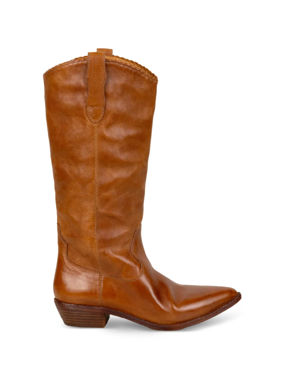 Zolfo Leren cowboylaarzen met puntige neus Bruin