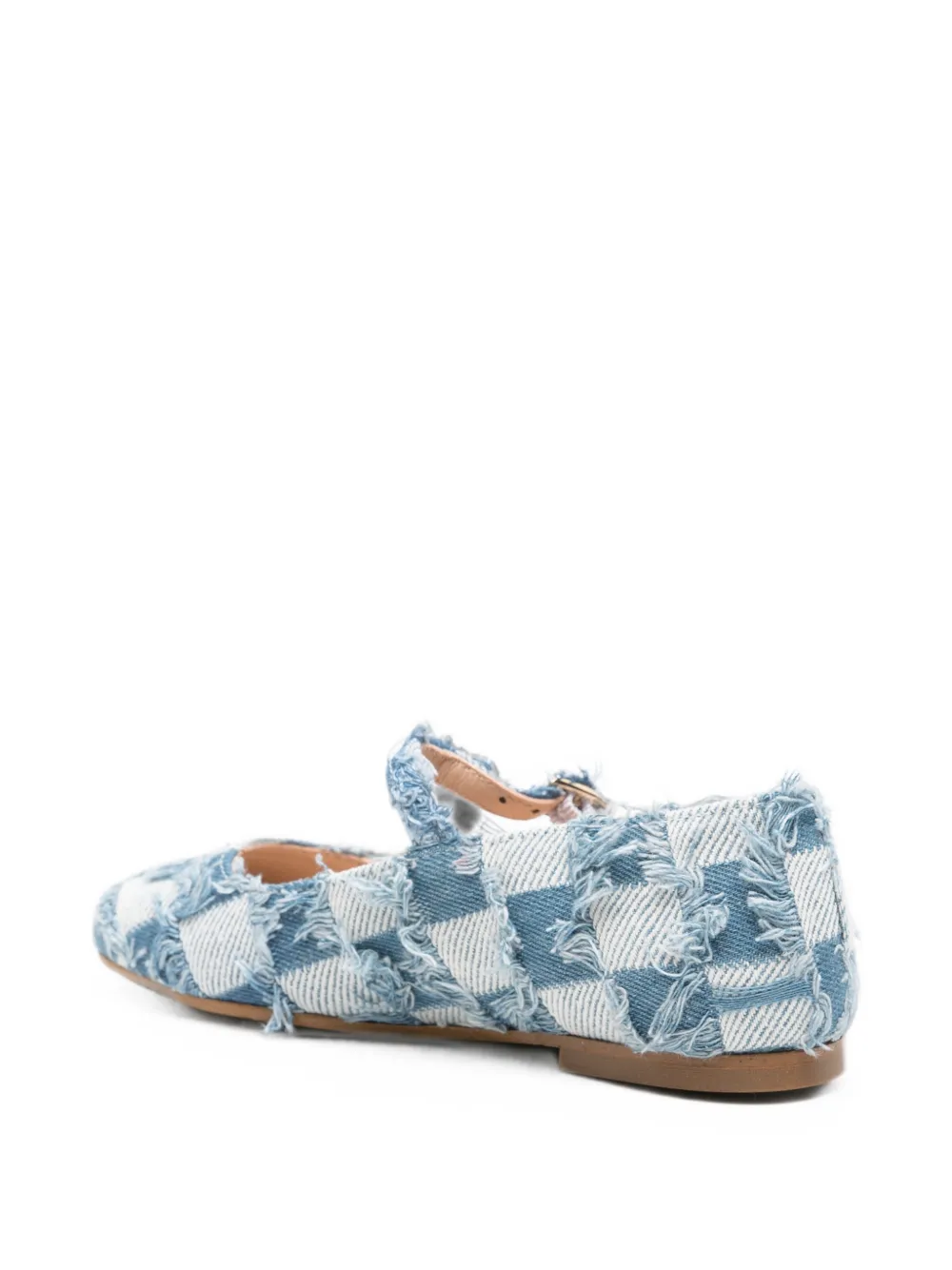 Eli1957 Pacheco Jeans check frayed ballet flats Blauw