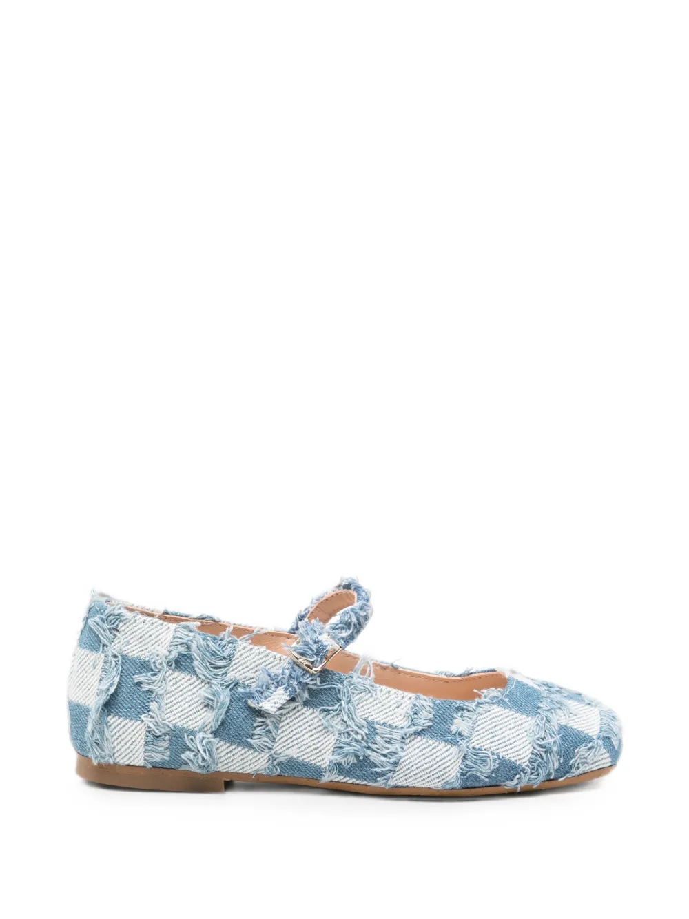 Eli1957 Pacheco Jeans check frayed ballet flats - Blu
