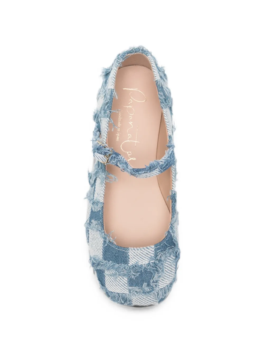 Eli1957 Pacheco Jeans check frayed ballet flats Blauw