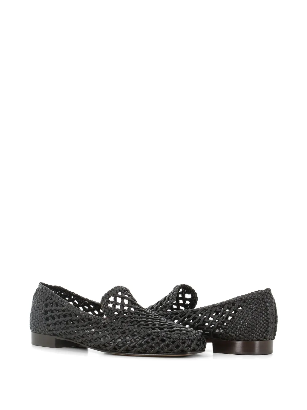 Le Monde Beryl woven leather loafers Zwart