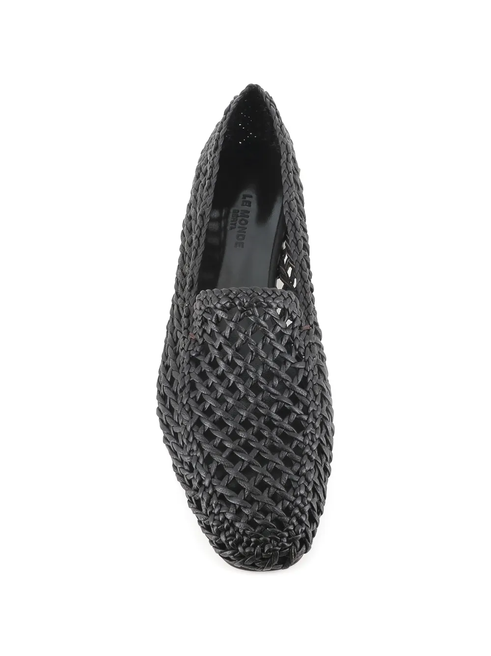 Le Monde Beryl woven leather loafers Zwart
