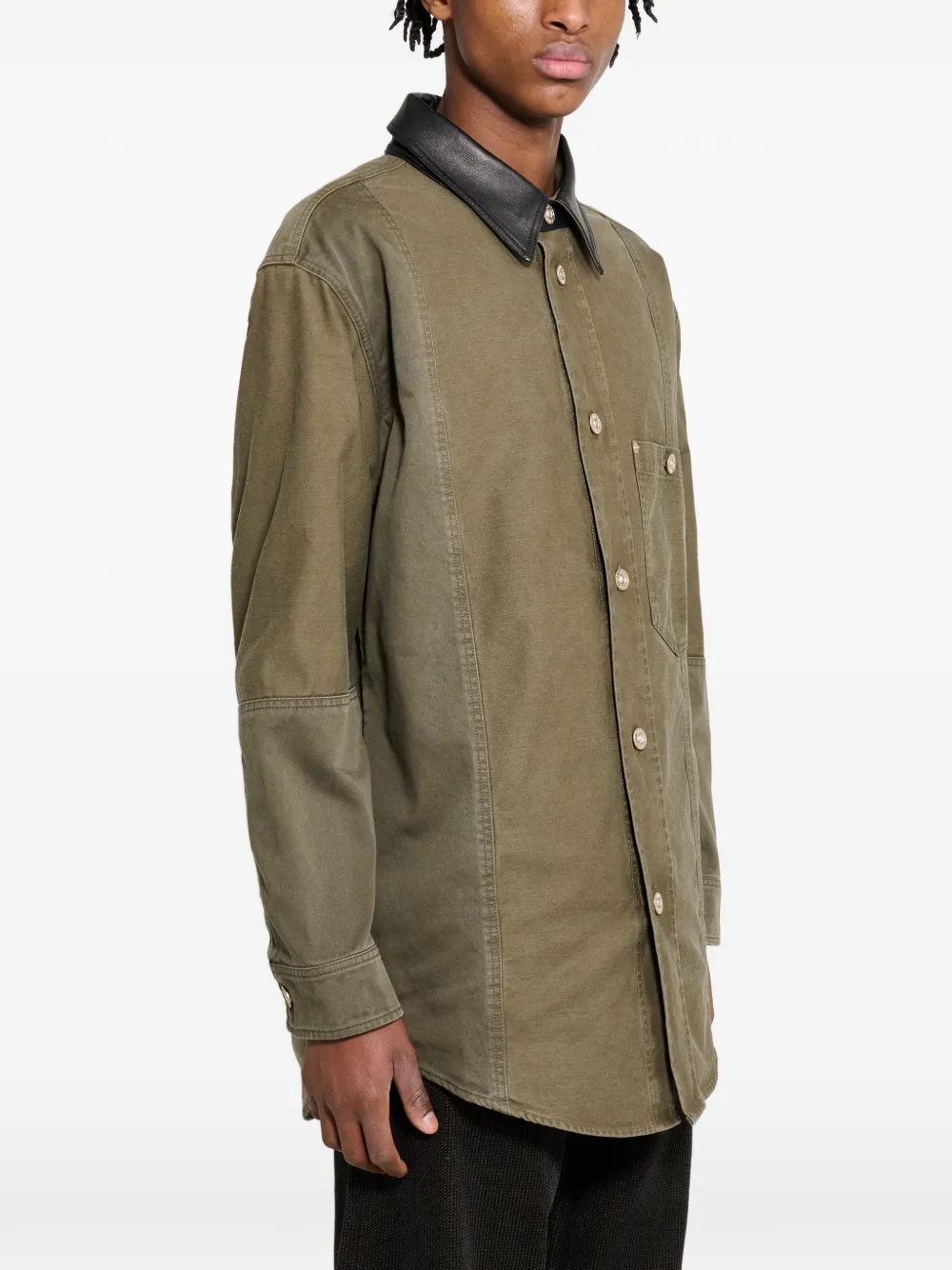 Wales Bonner Brixton jack met leren kraag Groen