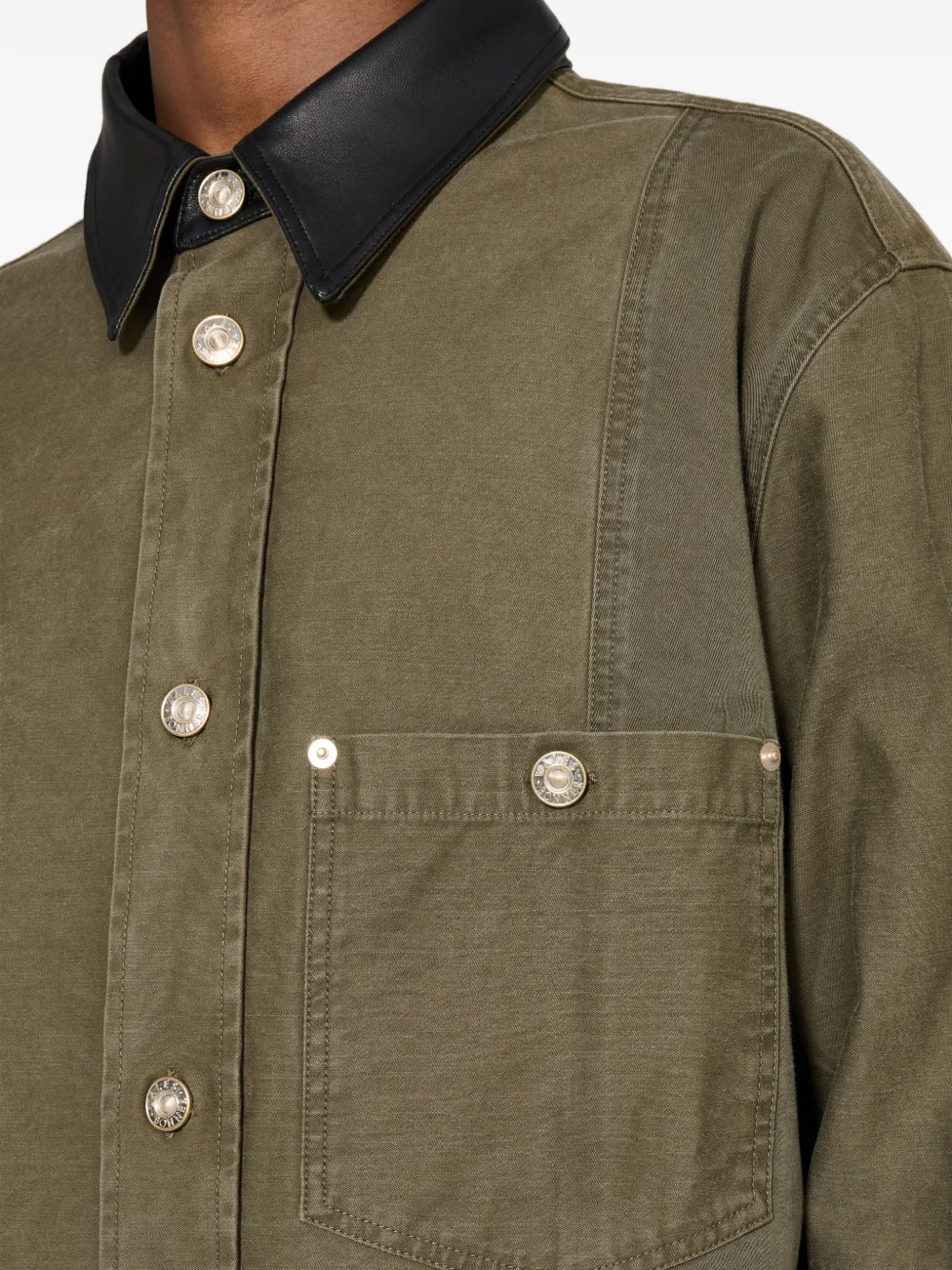 Wales Bonner Brixton jack met leren kraag Groen