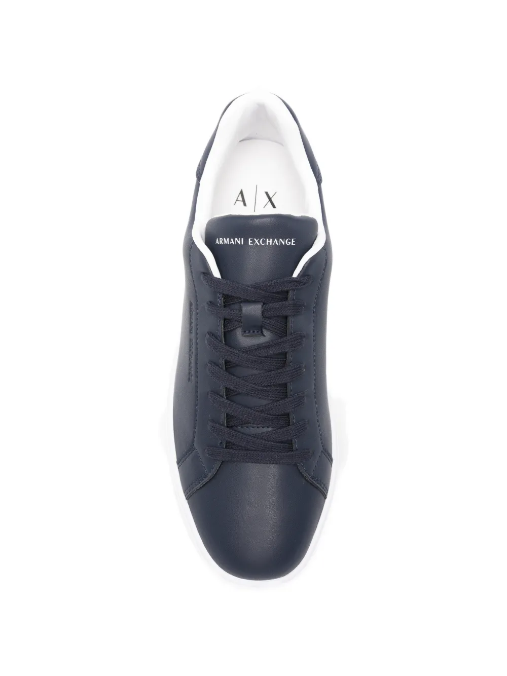 Armani Exchange logo-debossed leather sneakers Blauw
