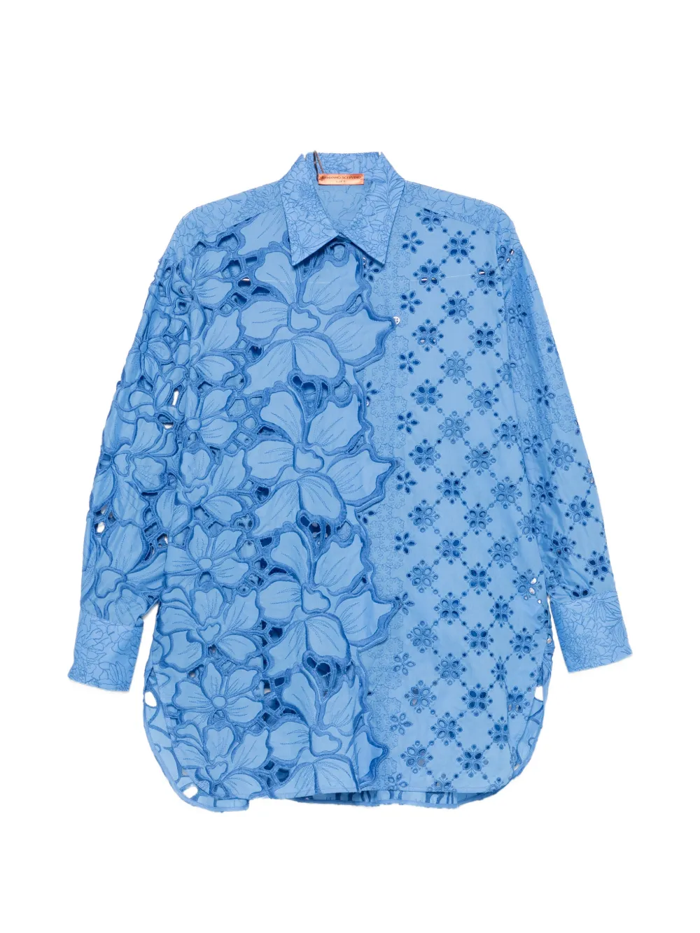 Ermanno Scervino broderie-anglaise floral-appliqué shirt - Blu