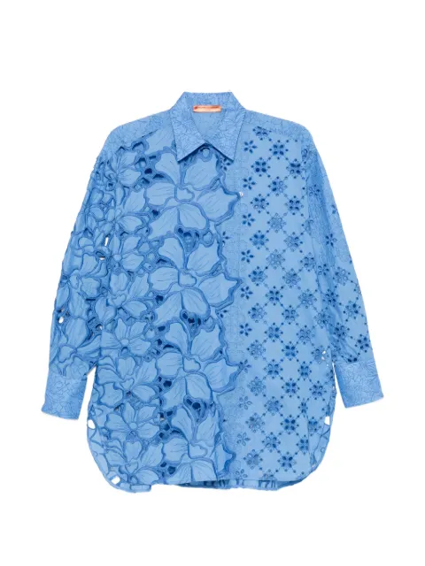 Ermanno Scervino camisa con bordado inglés y aplique floral