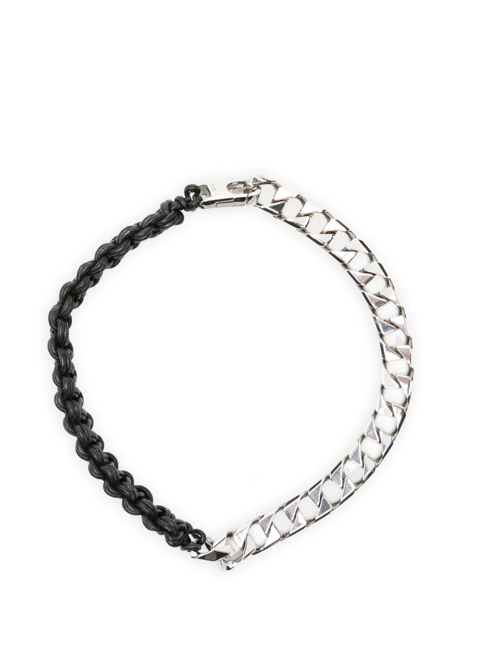 Plan C leather-braided curb-link necklace - Argento