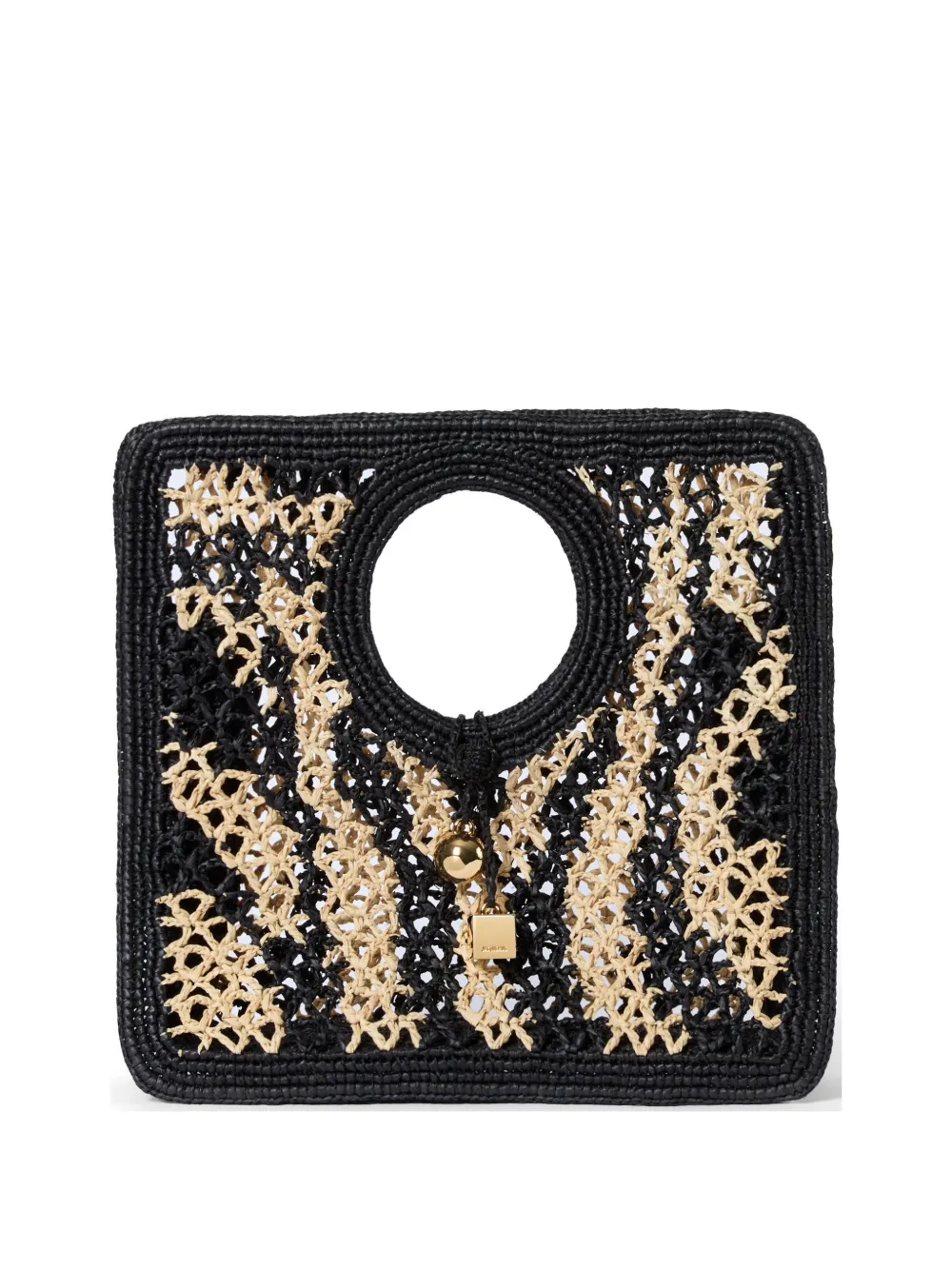Jacquemus Kleine gewebte Tote Bag mit Anhängerdetail - Schwarz