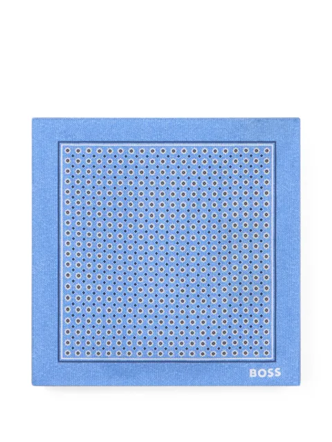 BOSS geometric-print pocket square