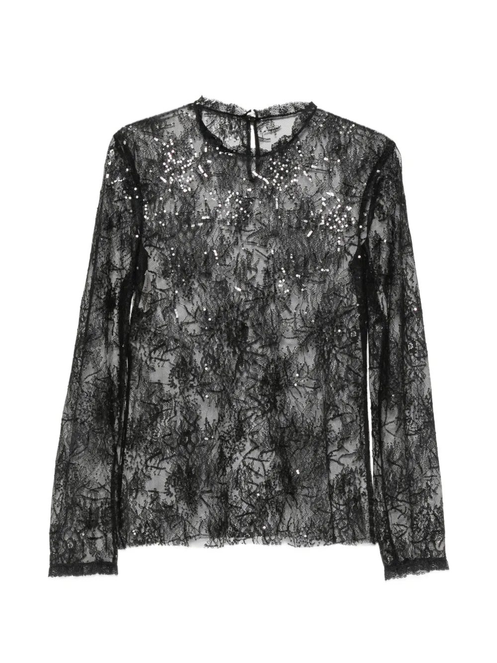 Alberta Ferretti sequin-embellished lace top - Nero