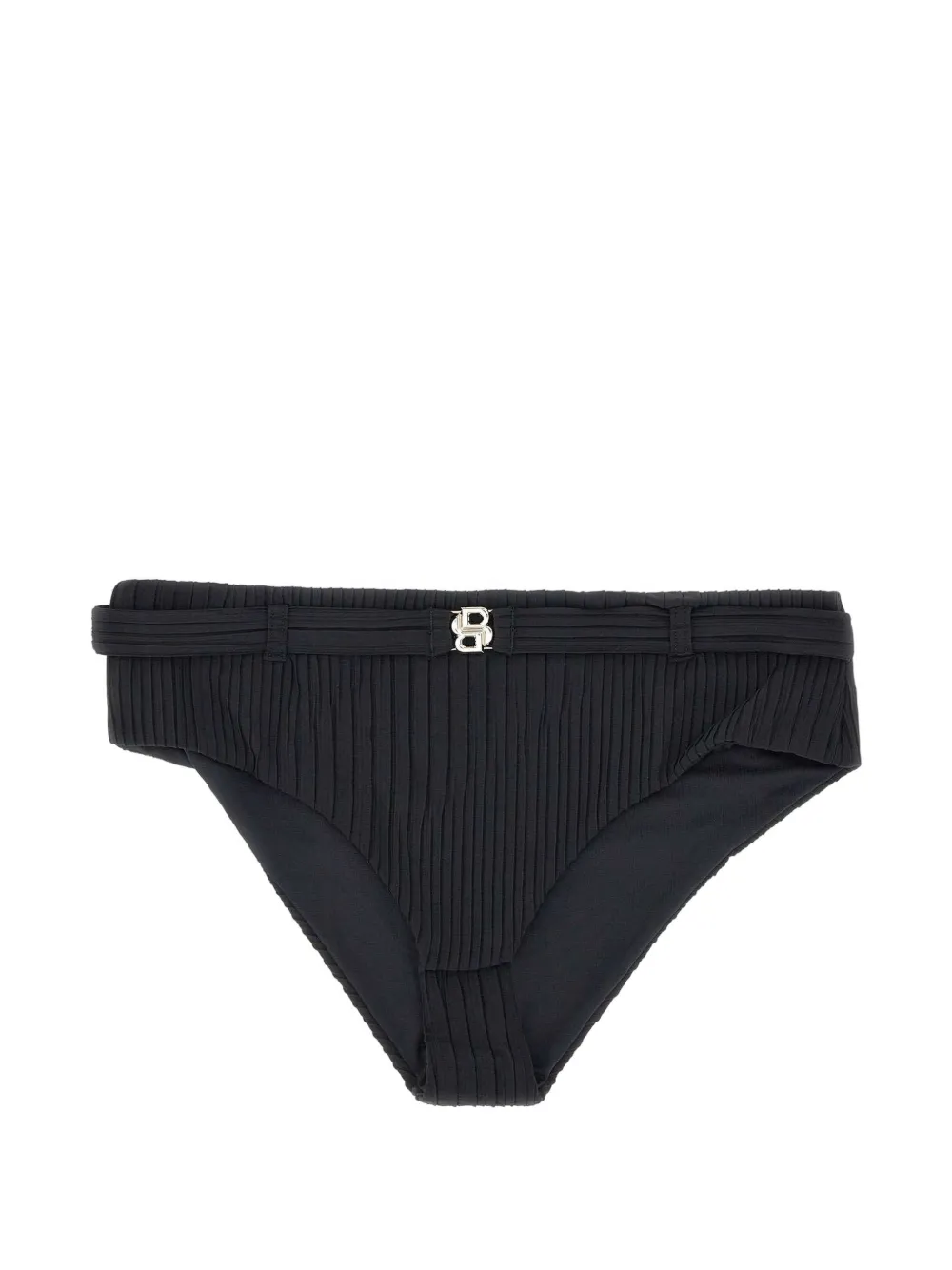 BOSS pleated monogram-detail bikini bottom - Schwarz