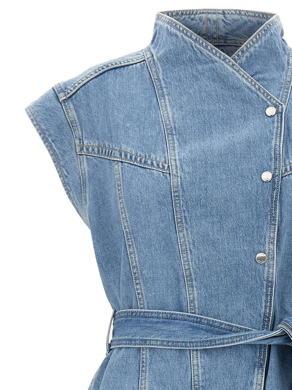 BOSS Denim spencer met asymmetrische sluiting en ceintuur Blauw