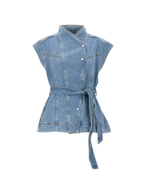 BOSS belted asymmetric-closure denim vest