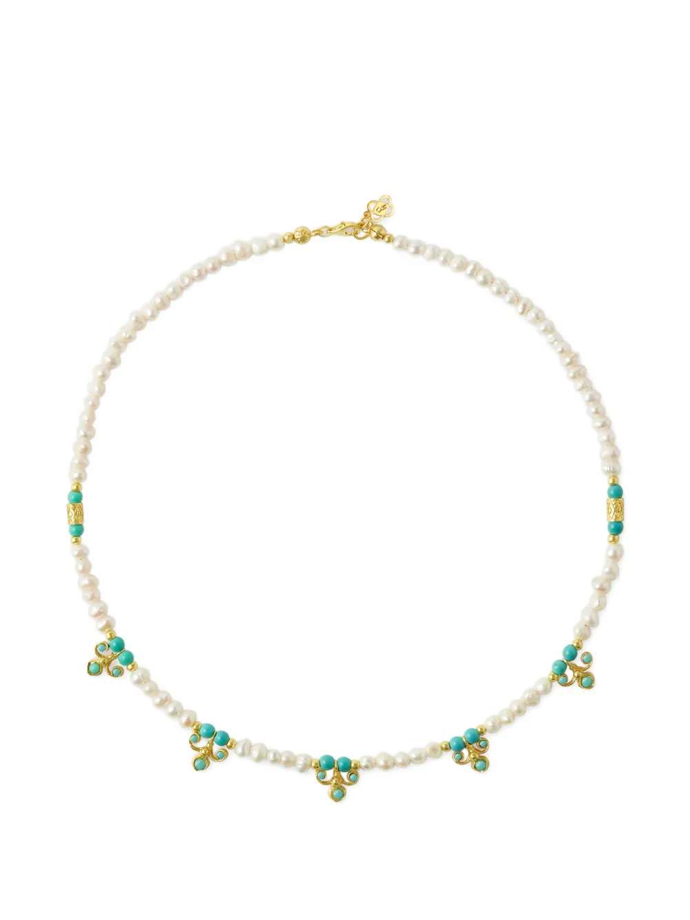 Ottoman Hands Collana Amelie con perle e turchese - Oro