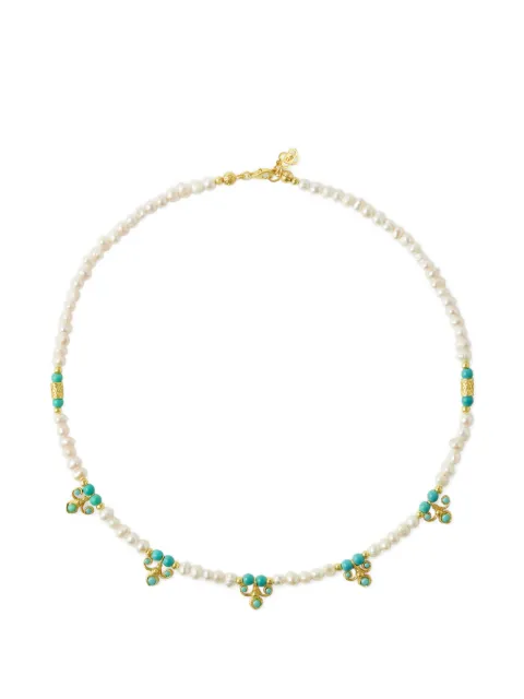 Ottoman Hands collar Amelie con cuentas de perla y turquesa