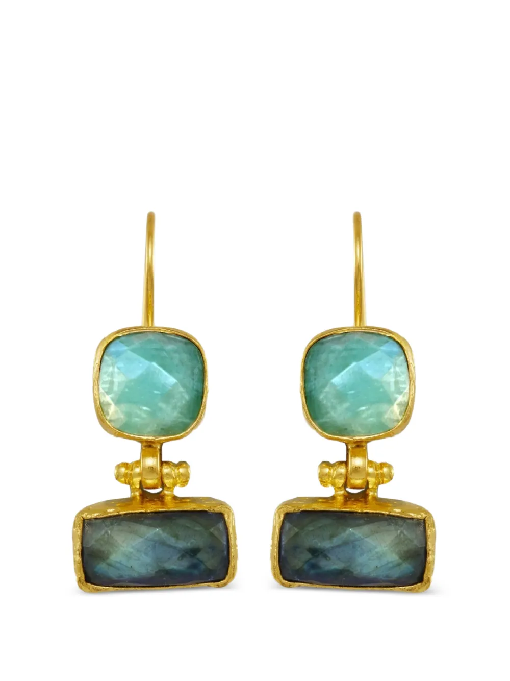 Ottoman Hands Orecchini pendenti Nerissa con labradorite e calcedonio - Oro