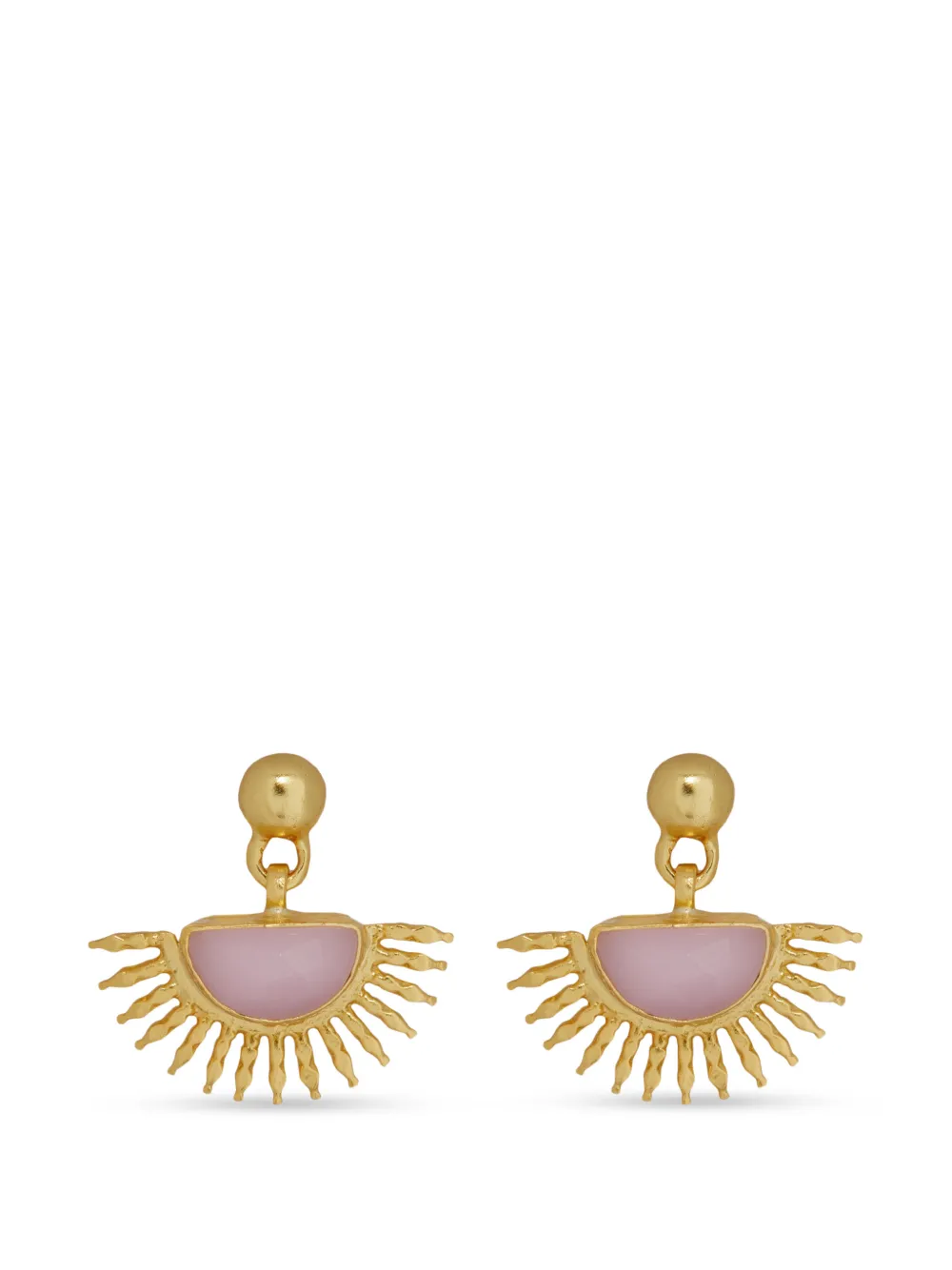 Ottoman Hands Orecchini pendenti Sunrise con quarzo rosa - Oro