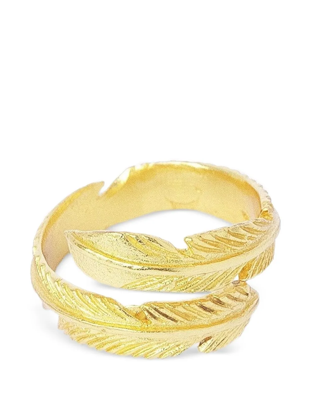 Ottoman Hands Anello con motivo a piuma - Oro