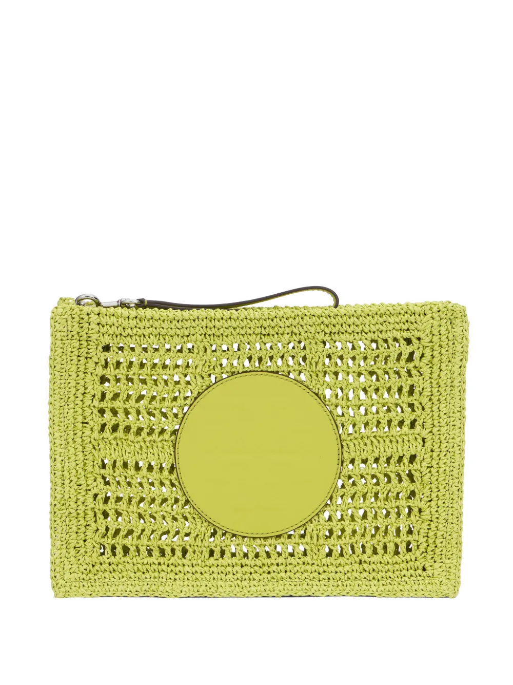 Tory Burch Ella logo-patch woven clutch bag - Verde