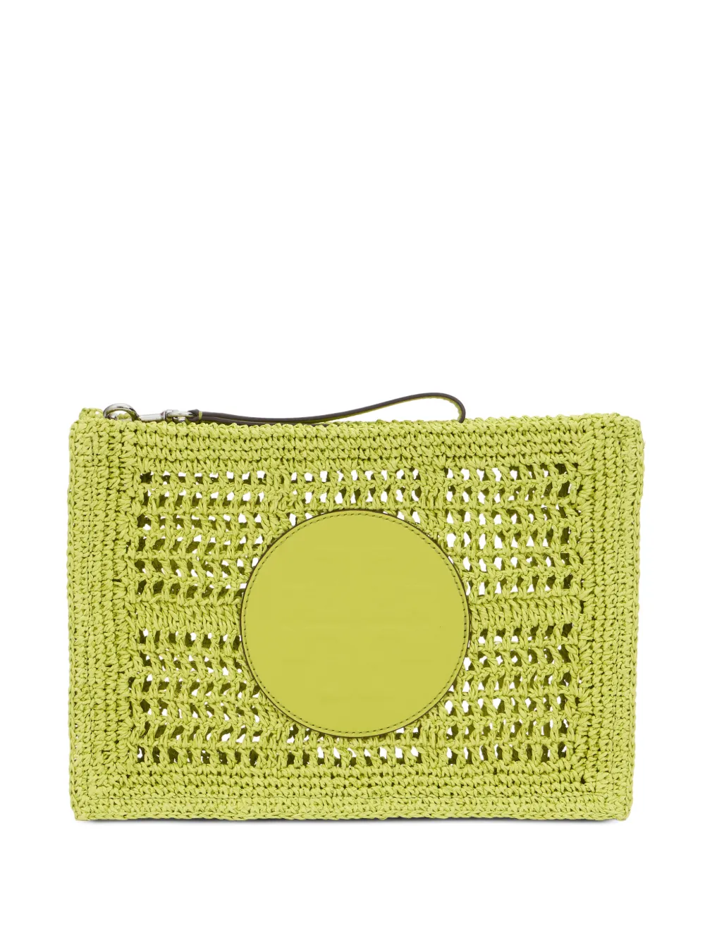 Tory Burch Ella logo-patch woven clutch bag - Verde