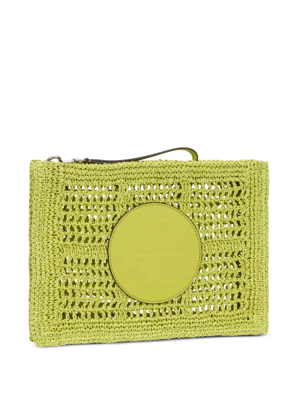 Tory Burch Ella geweven clutch met logopatch Groen