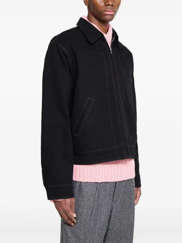 Stüssy Work contrast-stitch Collared Jacket | Black | FARFETCH