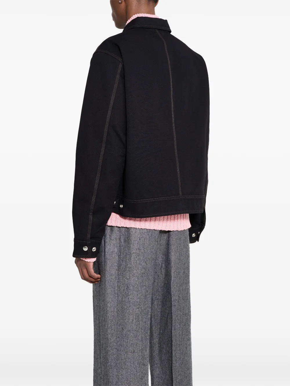 Stüssy Work contrast-stitch Collared Jacket | Black | FARFETCH