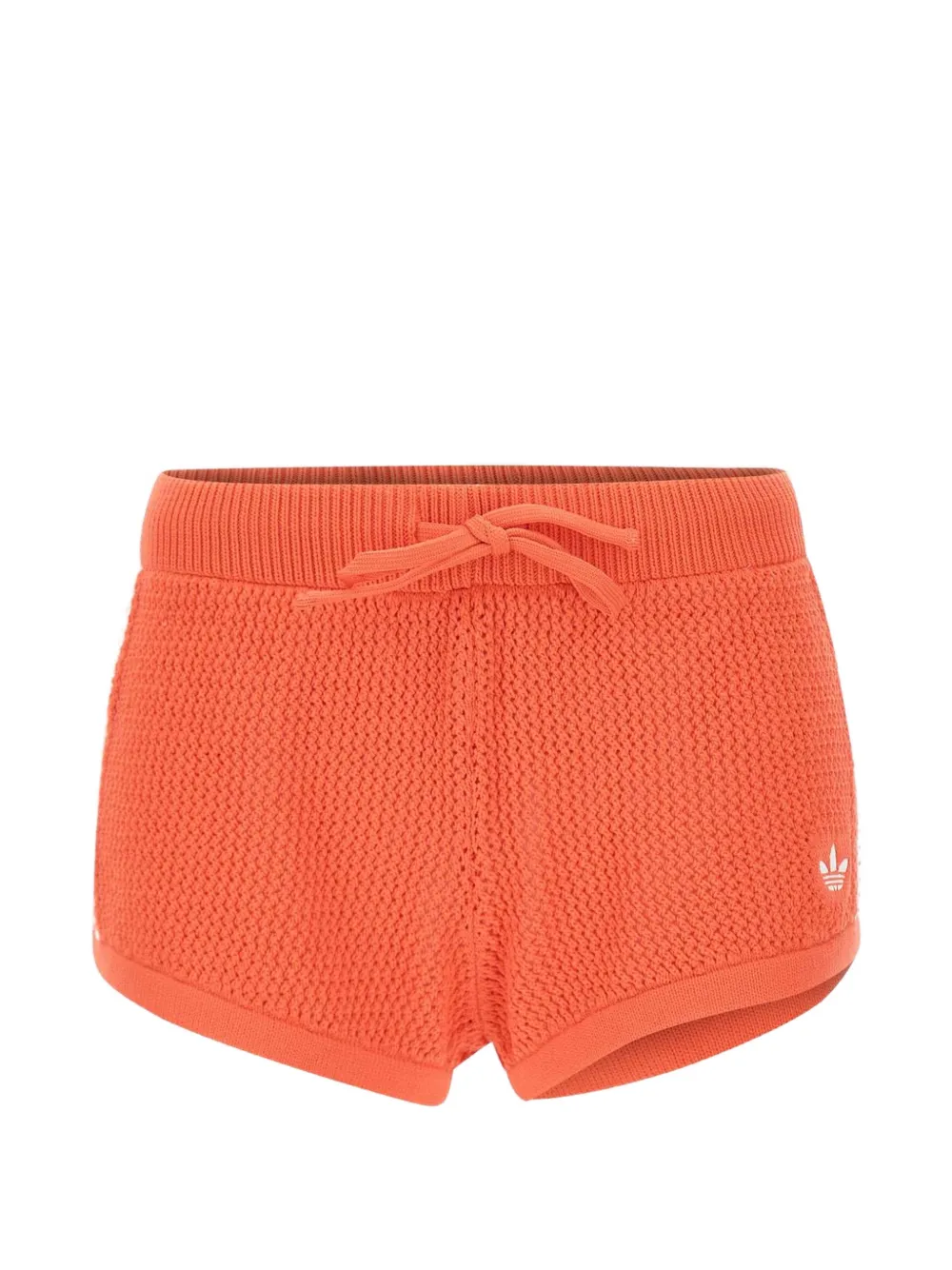 adidas crochet-knit side-stripe shorts - Orange
