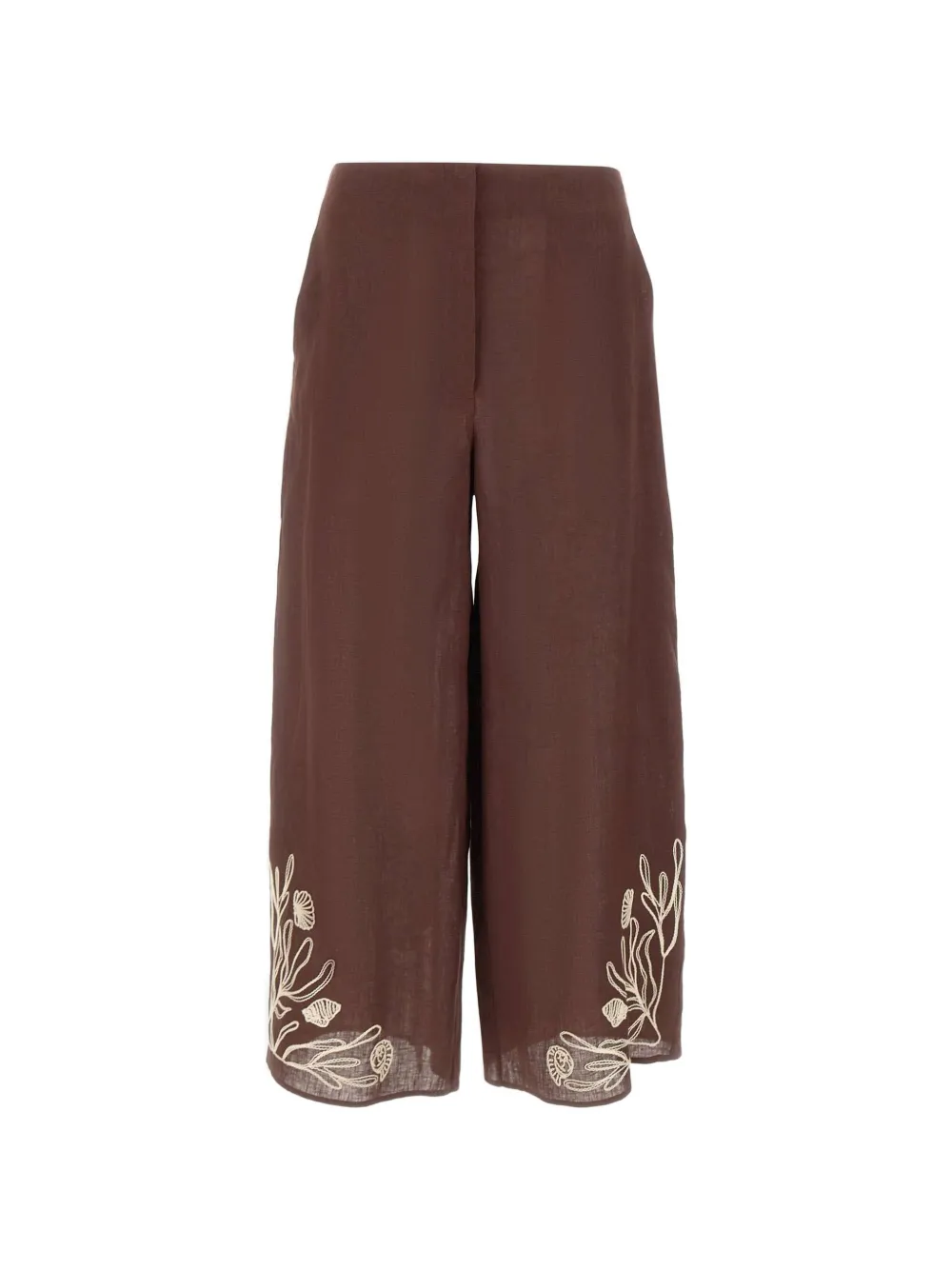 Marella embroidered linen trousers - Marrone
