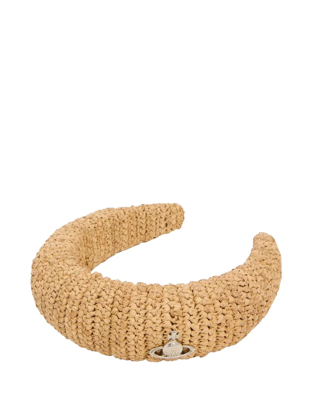 Vivienne Westwood Orb-plaque woven raffia headband - Toni neutri